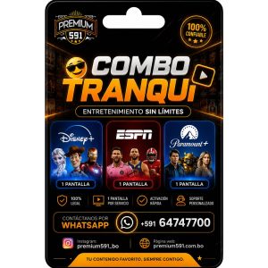 Combo Tranqui: Disney+ (ESPN) + Paramount+ (1 Pantalla c/u)